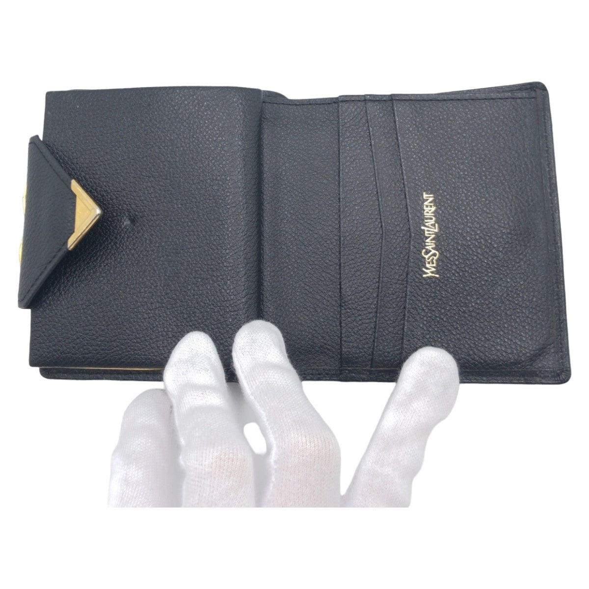 Yves Saint Laurent Leather Compact Wallet in Very Good Condition