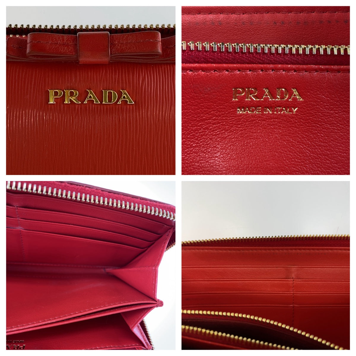 Prada Leather Ribbon Long Wallet 407167 in Very Good Condition