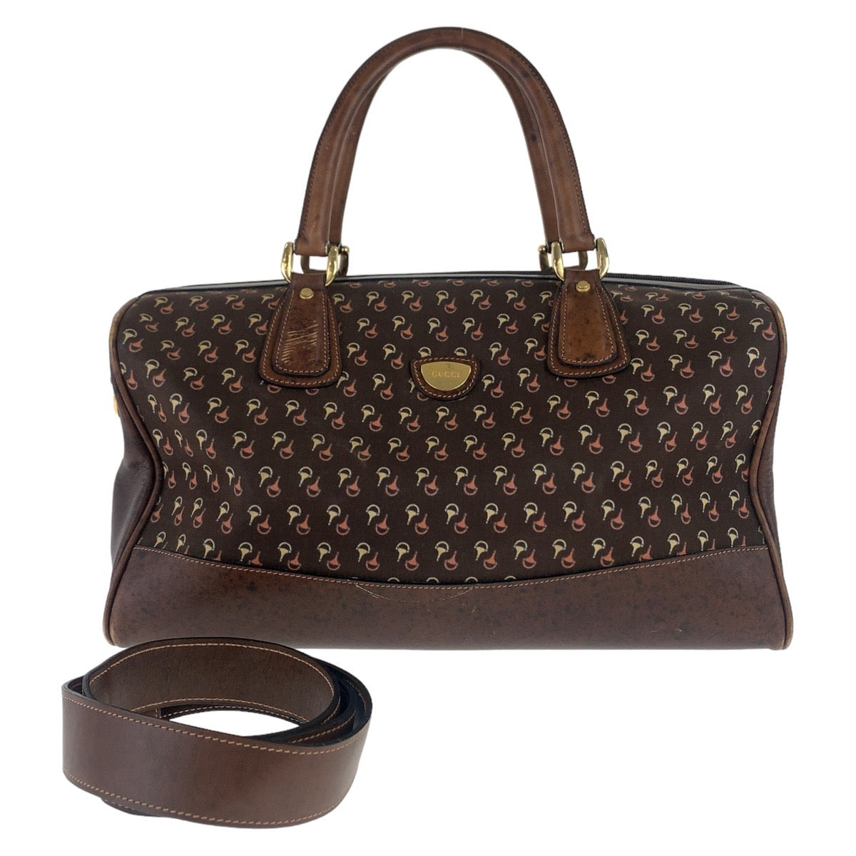 Gucci Nylon/Leather Horsebit Boston Bag Brown