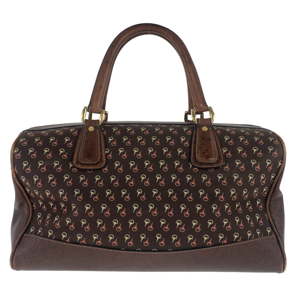 Gucci Nylon/Leather Old Gucci Horsebit Brown Gold Hardware Boston Bag 2way in Very Good Condition