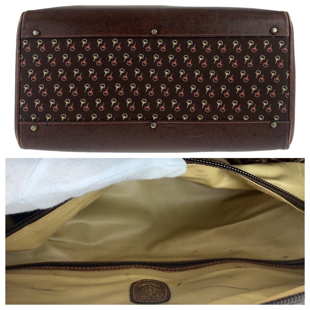 Gucci Nylon/Leather Old Gucci Horsebit Brown Gold Hardware Boston Bag 2way in Very Good Condition