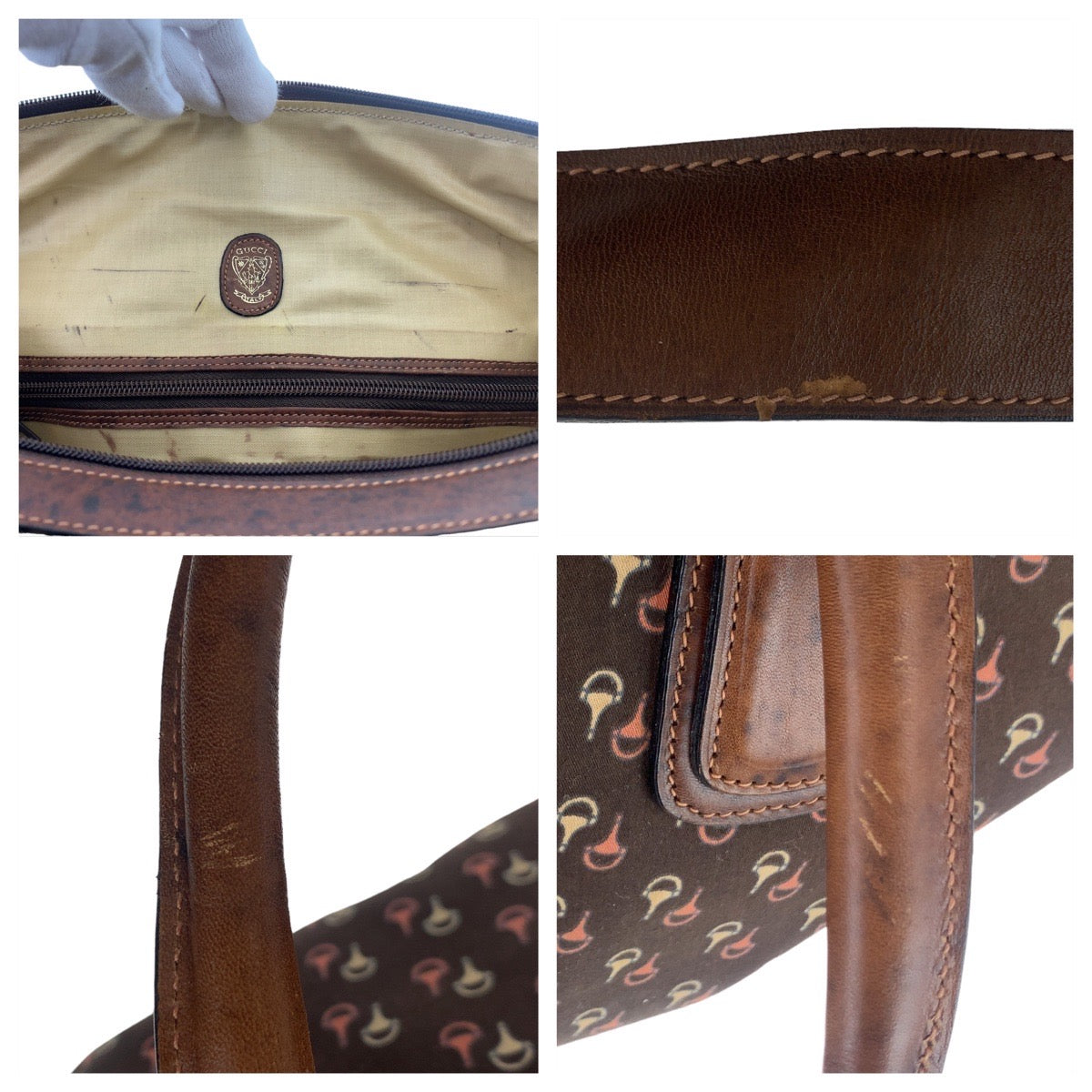 Gucci Nylon/Leather Old Gucci Horsebit Brown Gold Hardware Boston Bag 2way in Very Good Condition