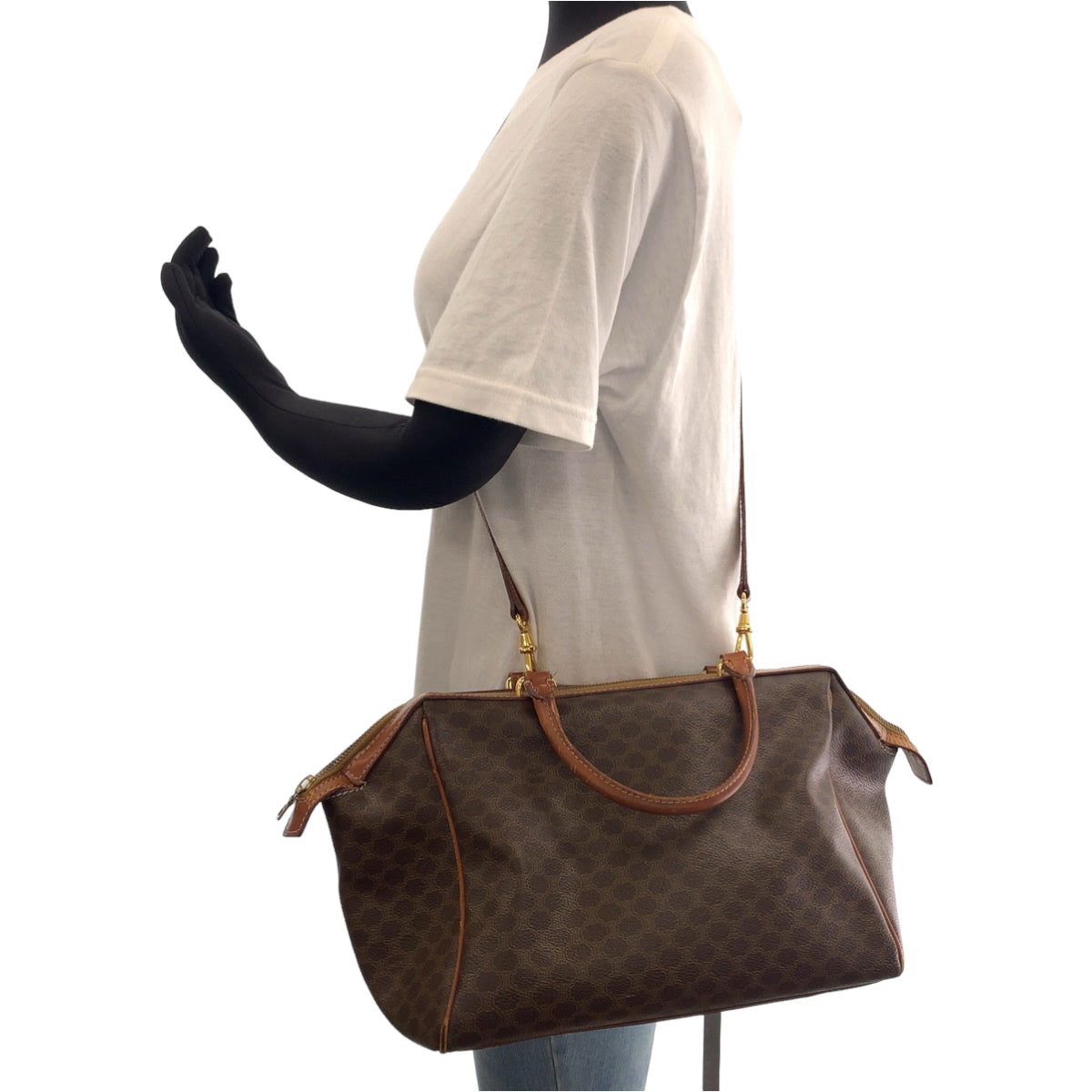 Celine Vintage Macadam Leather Boston Bag M94 in Good Condition