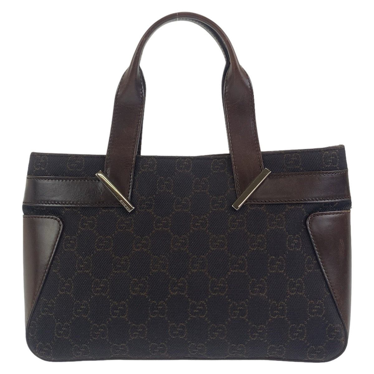 Gucci Brown GG Canvas Leather Tote Bag