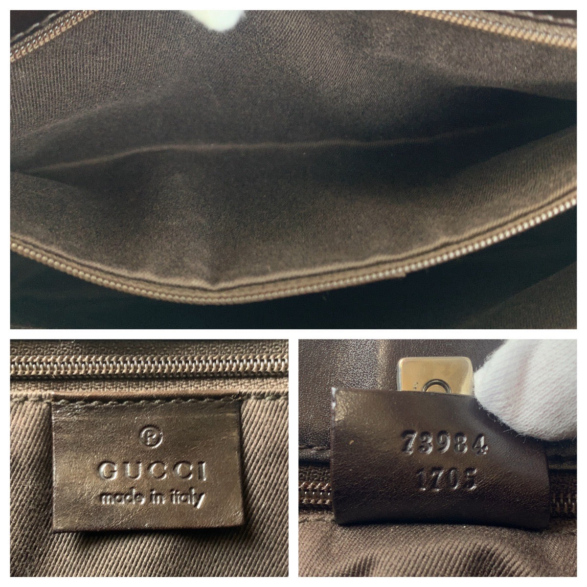 Gucci Brown GG Canvas Leather Tote Bag