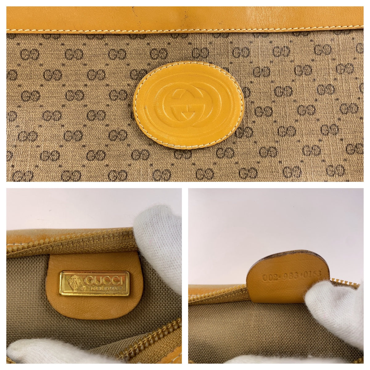 Gucci Vintage GG Supreme Canvas Leather Tote Bag