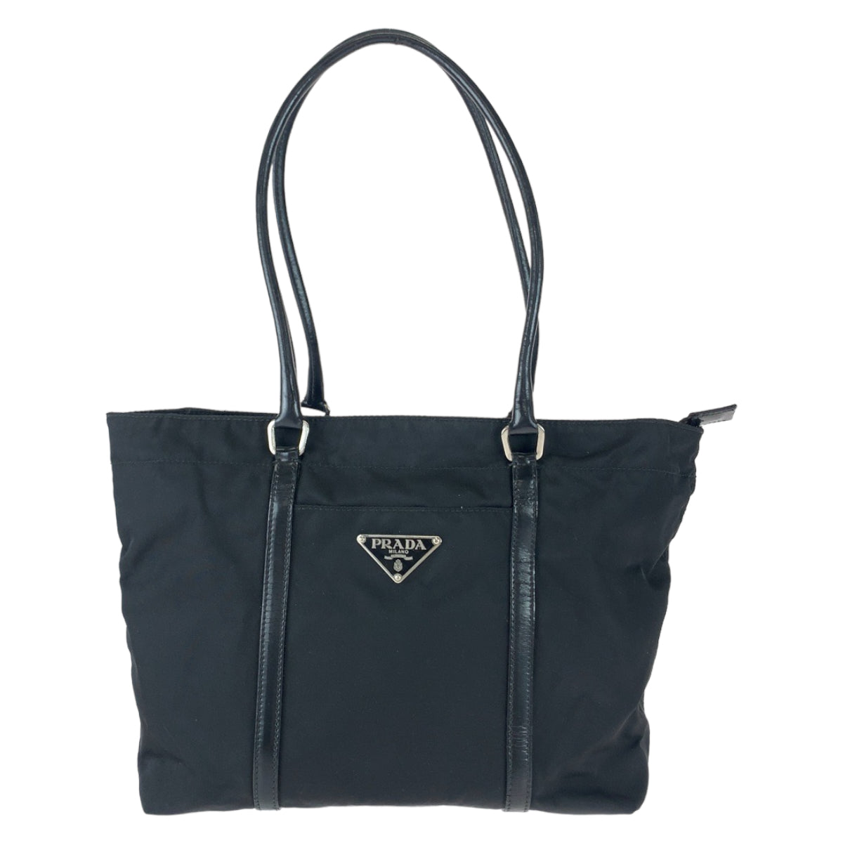 Prada Tessuto Nylon/Leather Tote Bag with Triangle Logo Plate in Very Good Condition