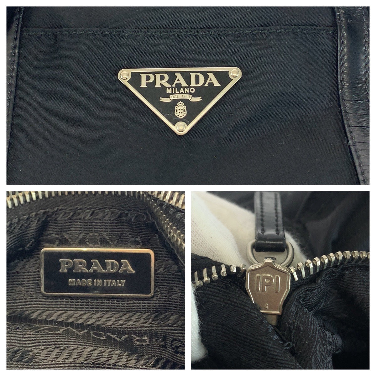 Prada Tessuto Nylon/Leather Tote Bag with Triangle Logo Plate in Very Good Condition