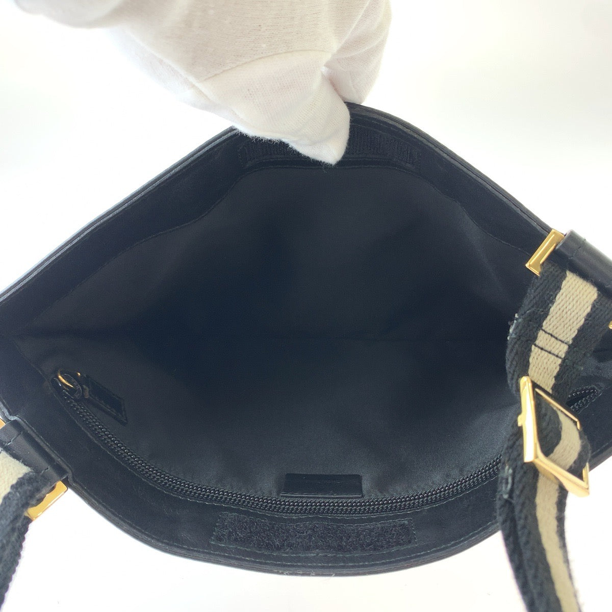 Gucci Black GG Canvas Leather Shoulder Bag