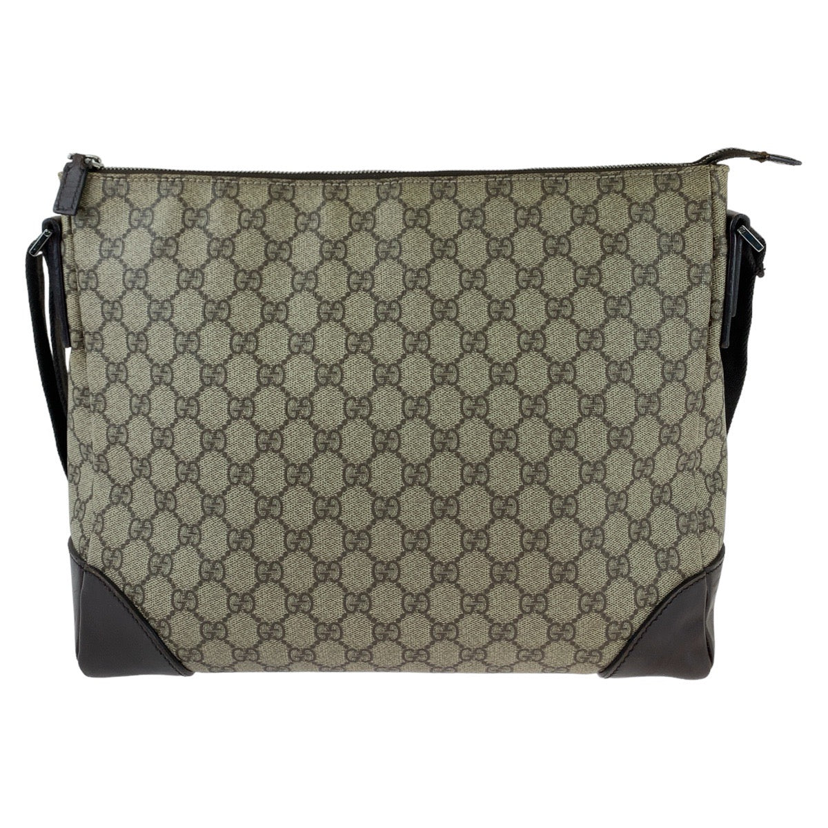 Gucci GG Supreme Canvas Brown Gray Silver Messenger Bag