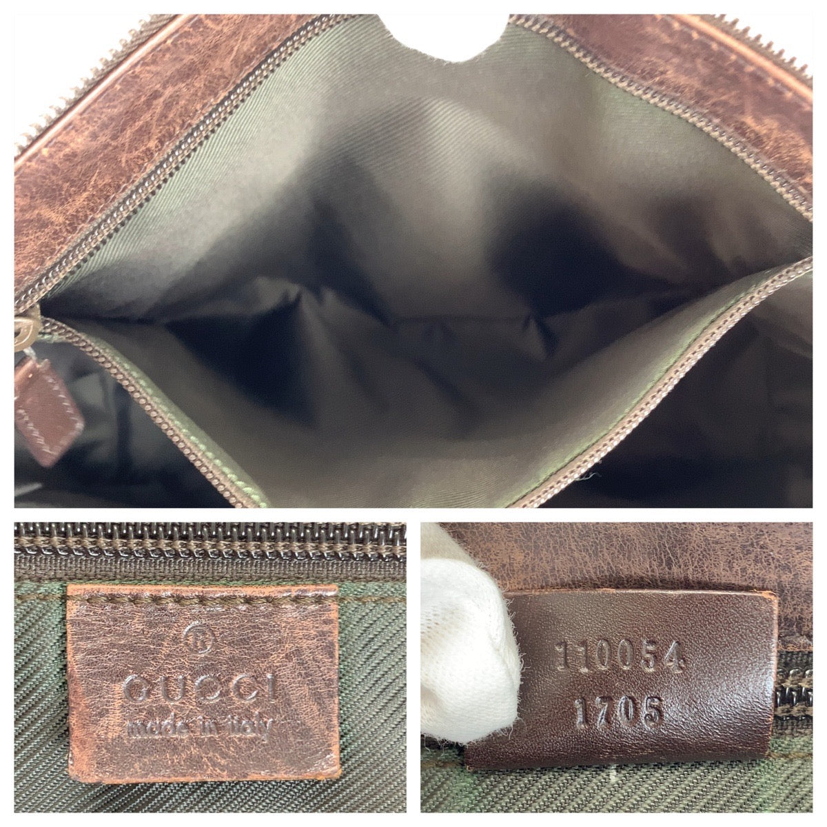 Gucci GG Supreme Canvas Brown Gray Silver Messenger Bag