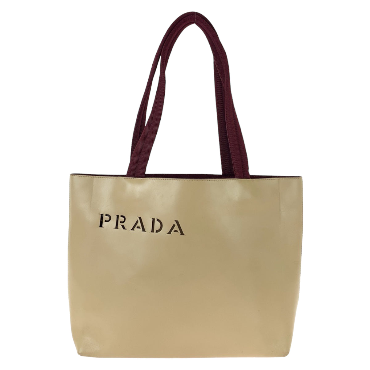 Prada Leather/Suede Tote Bag with Logo Cutout and Pouch in Very Good Condition