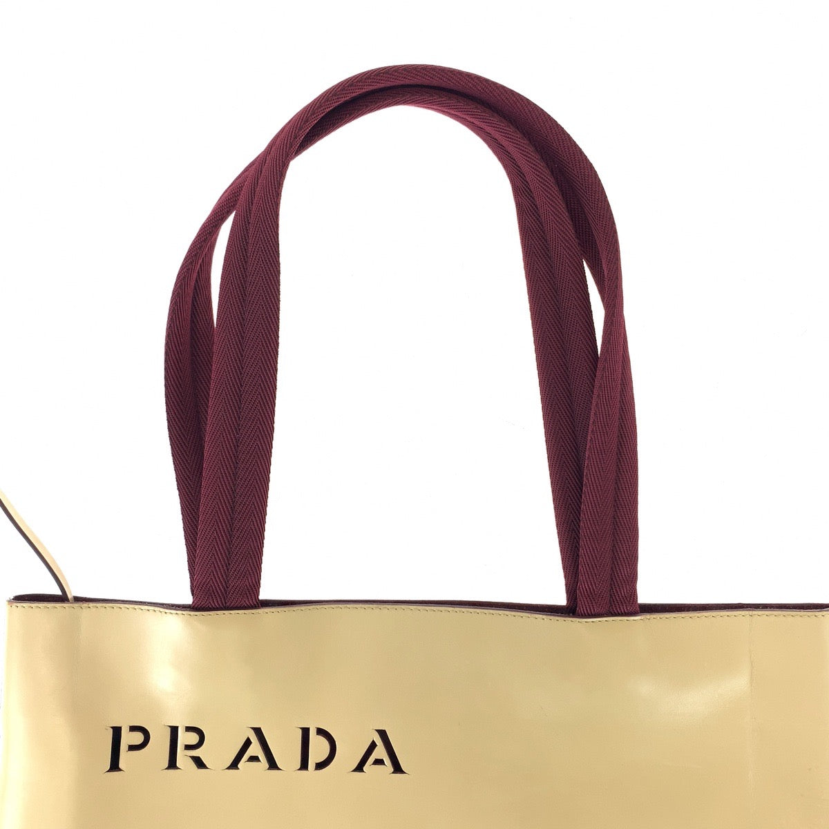 Prada Leather/Suede Tote Bag with Logo Cutout and Pouch in Very Good Condition