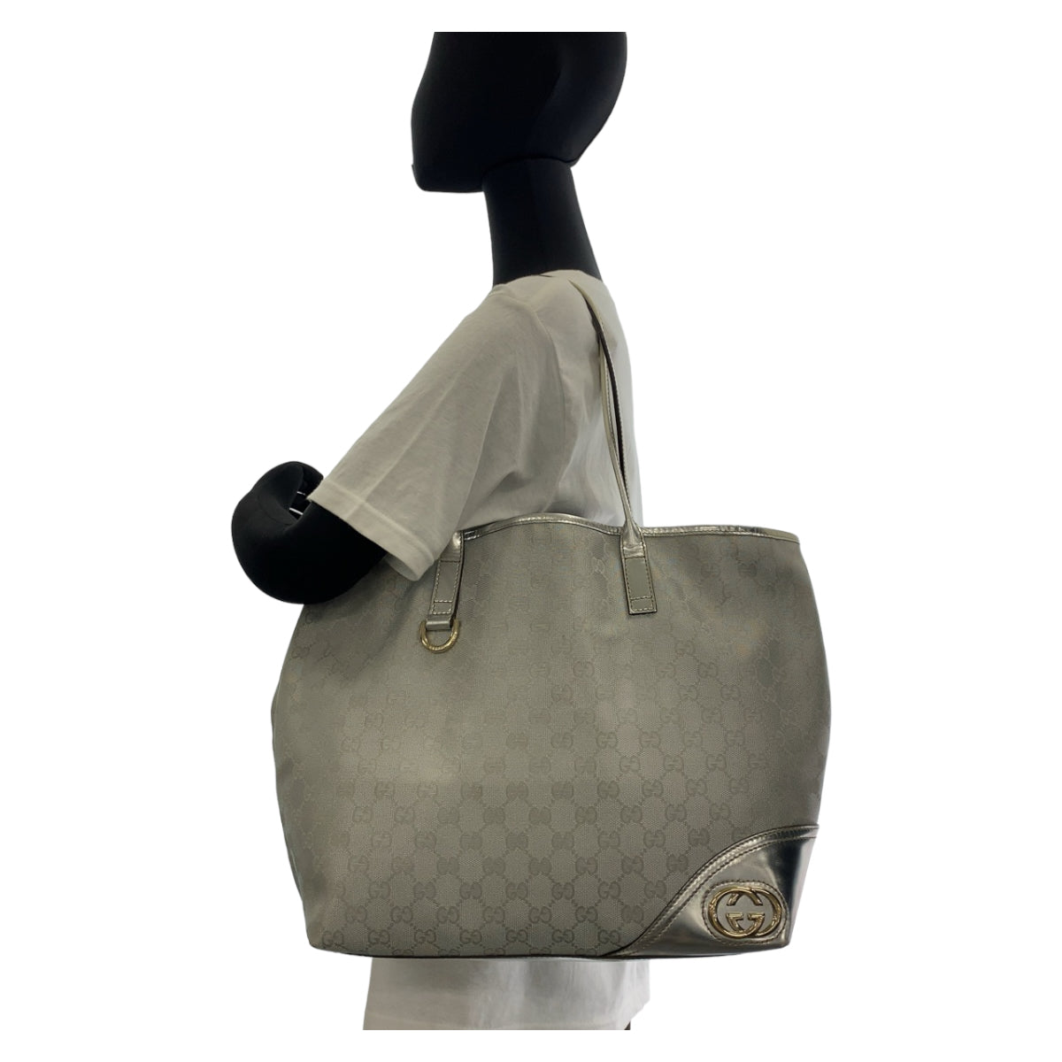 Gucci New Britt GG Canvas/Leather Tote Bag in Very Good Condition