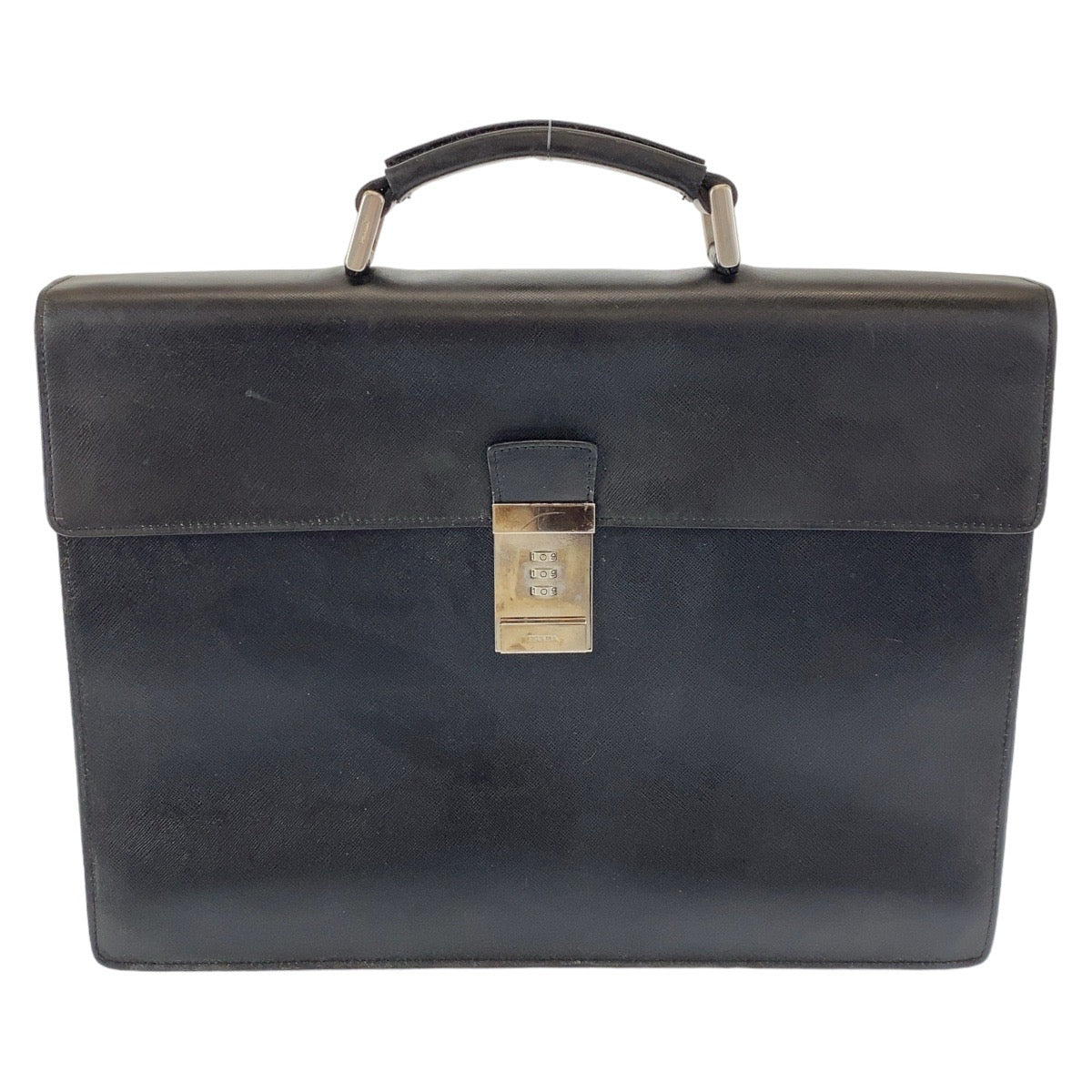 Prada Leather Business Briefcase Black in Very Good Condition