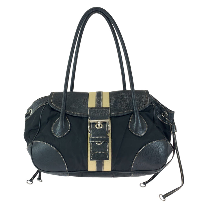 Prada Leather Logo Plate Handbag BR2937