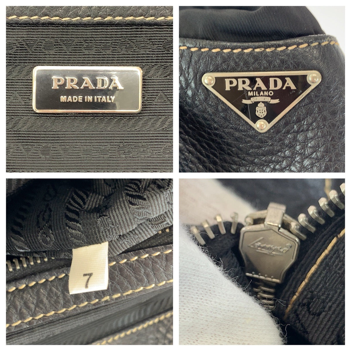 Prada Leather Logo Plate Handbag BR2937