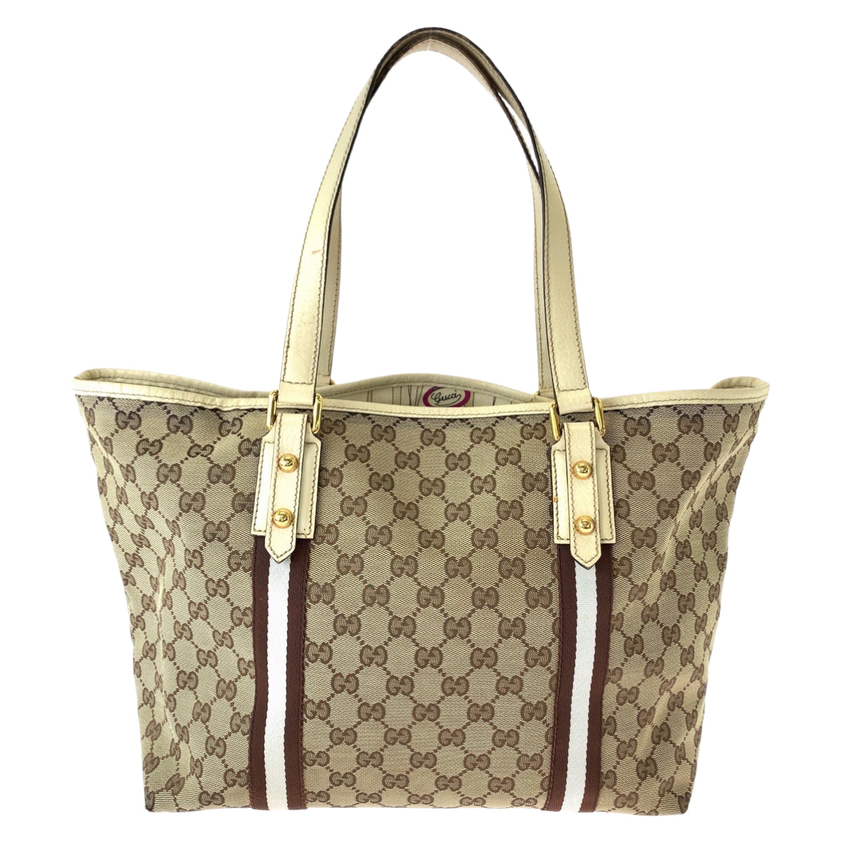 Gucci GG Canvas Tote Bag with Charm 407240 in Very Good Condition