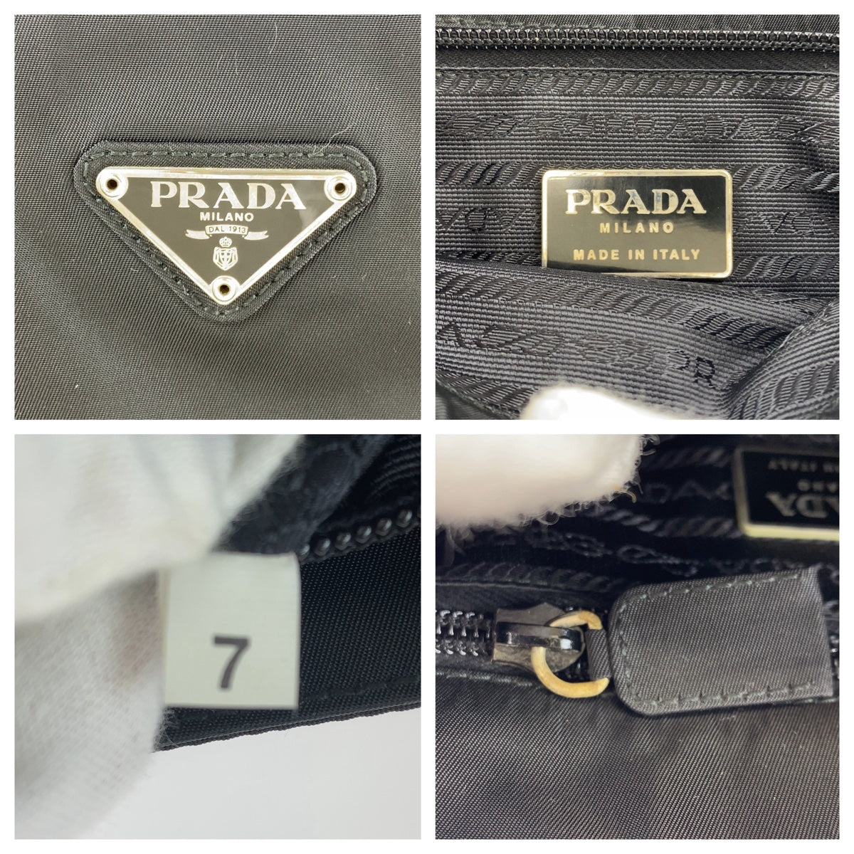 Prada Nylon/Leather Tessuto Triangle Logo Plate Chain Shoulder Bag in Very Good Condition