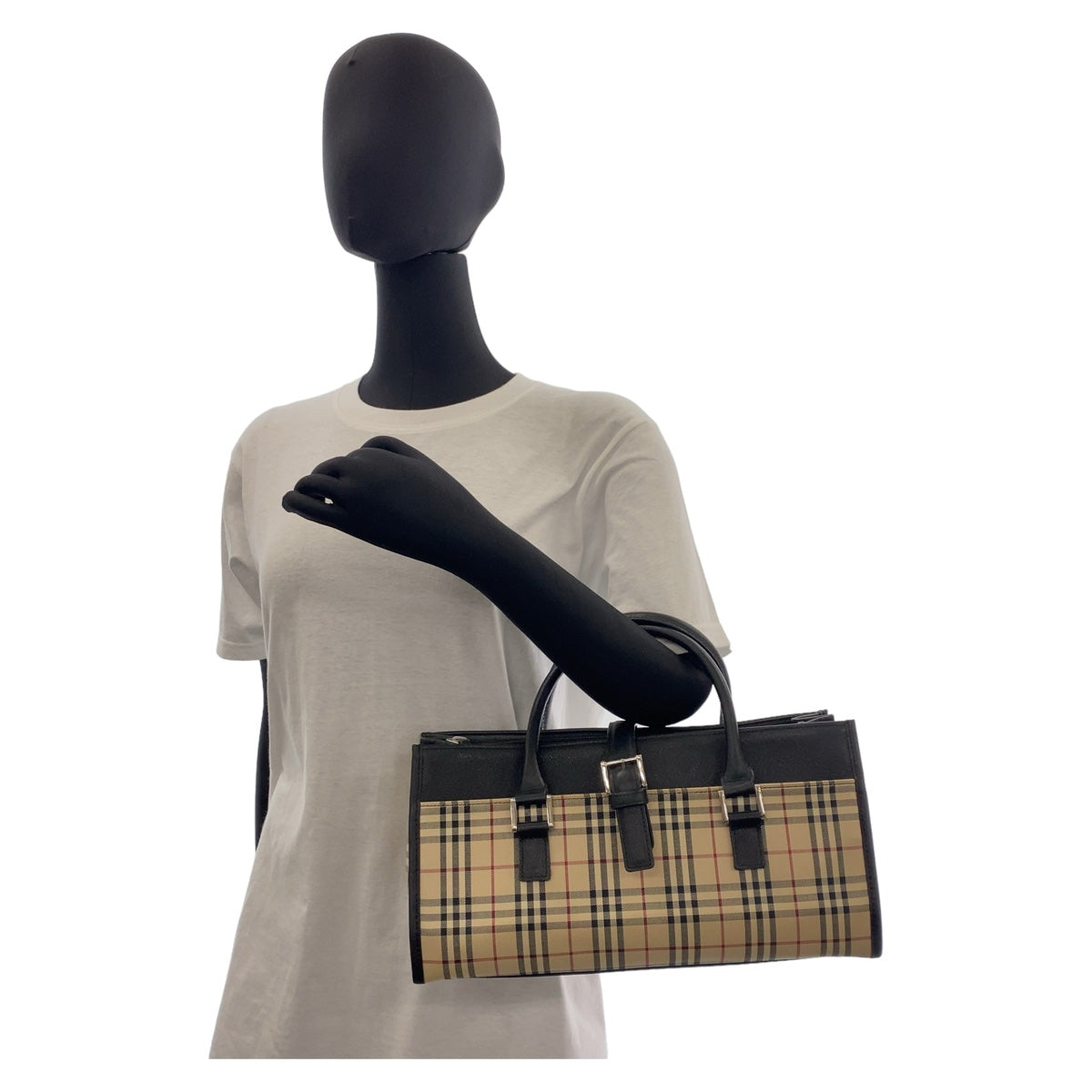 Burberry Canvas/Leather Checkered Handbag in Very Good Condition