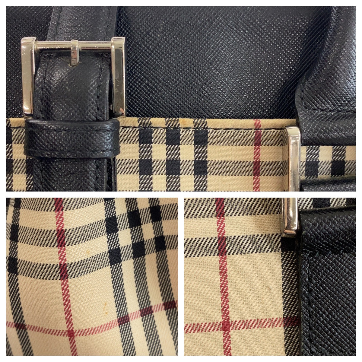 Burberry Canvas/Leather Checkered Handbag in Very Good Condition