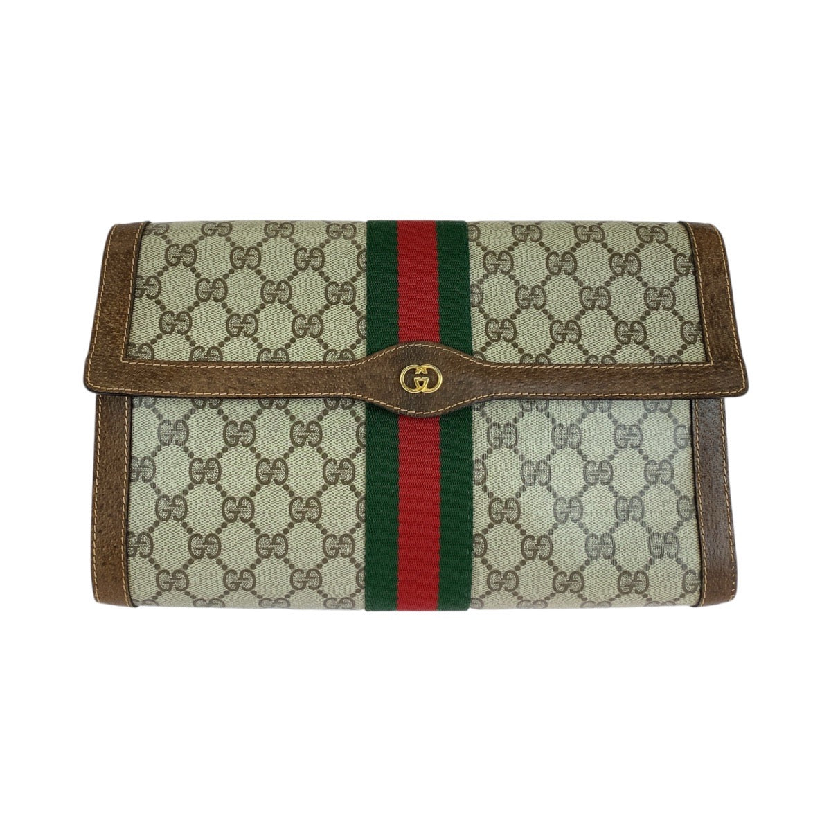 Gucci Vintage Interlocking GG Supreme Canvas Leather Clutch