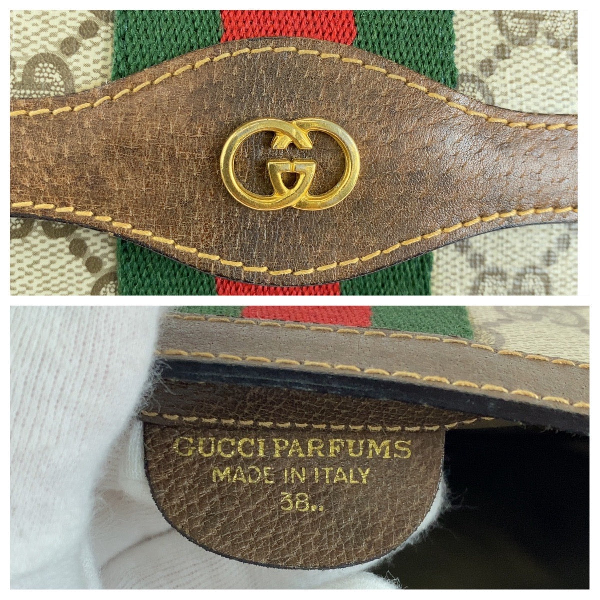 Gucci Vintage Interlocking GG Supreme Canvas Leather Clutch