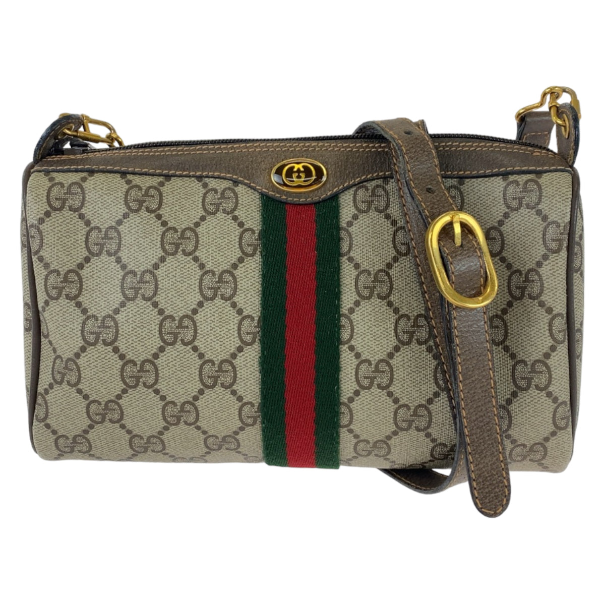 Gucci Vintage GG Supreme Canvas Leather Shoulder Bag