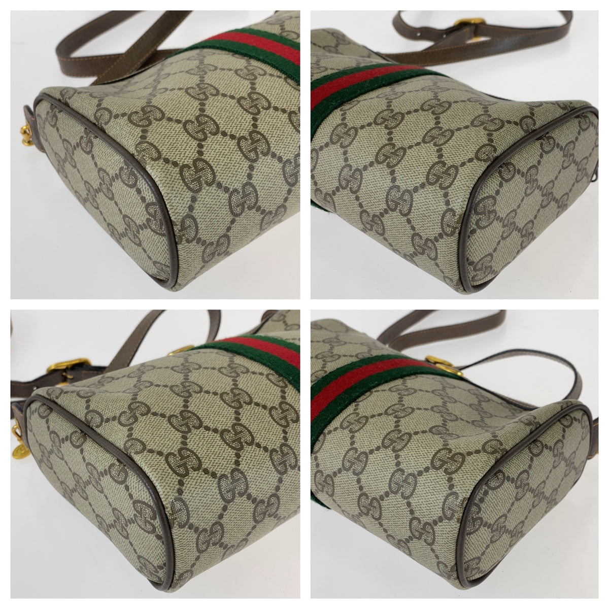 Gucci Vintage GG Supreme Canvas Leather Shoulder Bag in Very Good Condition