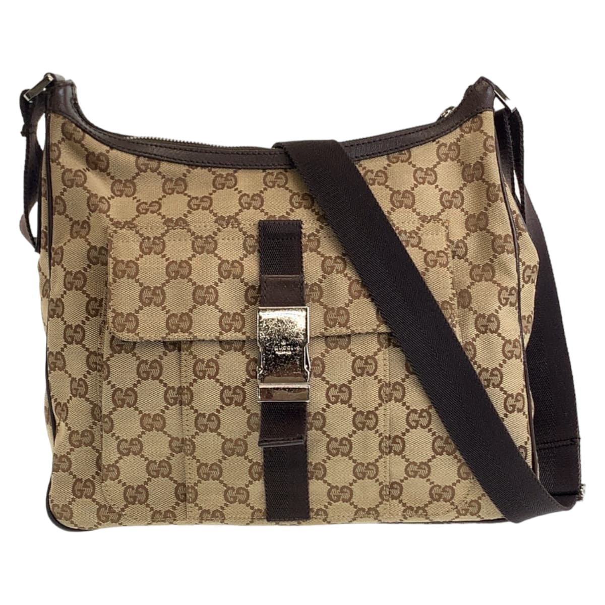 Gucci Beige GG Canvas Shoulder Bag 131211 in Very Good Condition