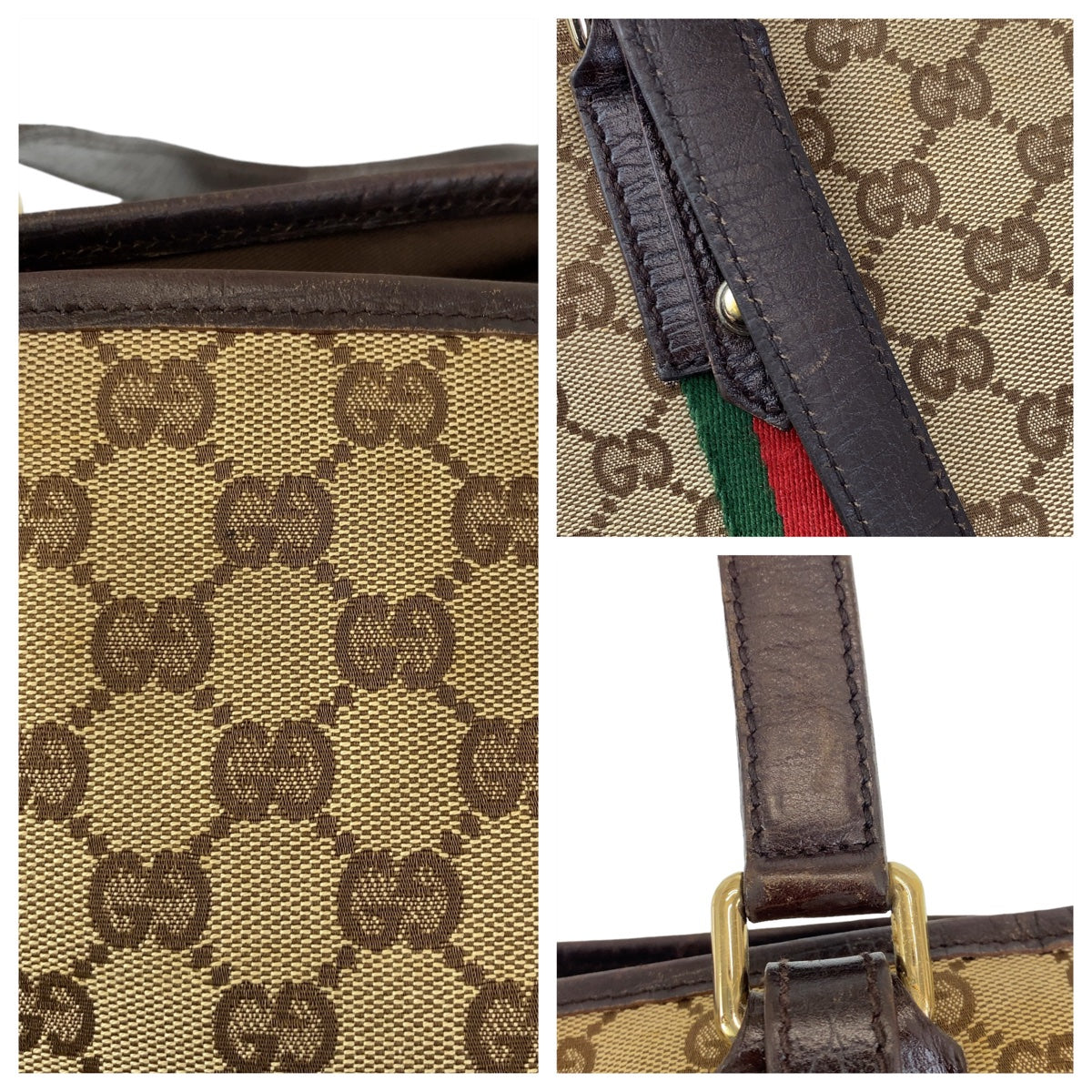 Gucci GG Canvas/Leather Tote Bag 137396 in Very Good Condition