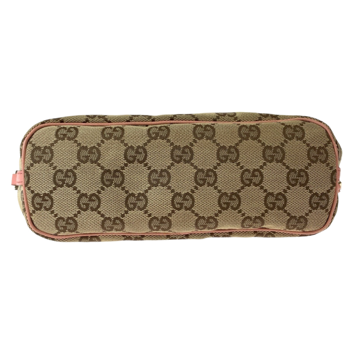 Gucci Beige Pink GG Canvas Leather Handbag Accessory Pouch in Very Good Condition