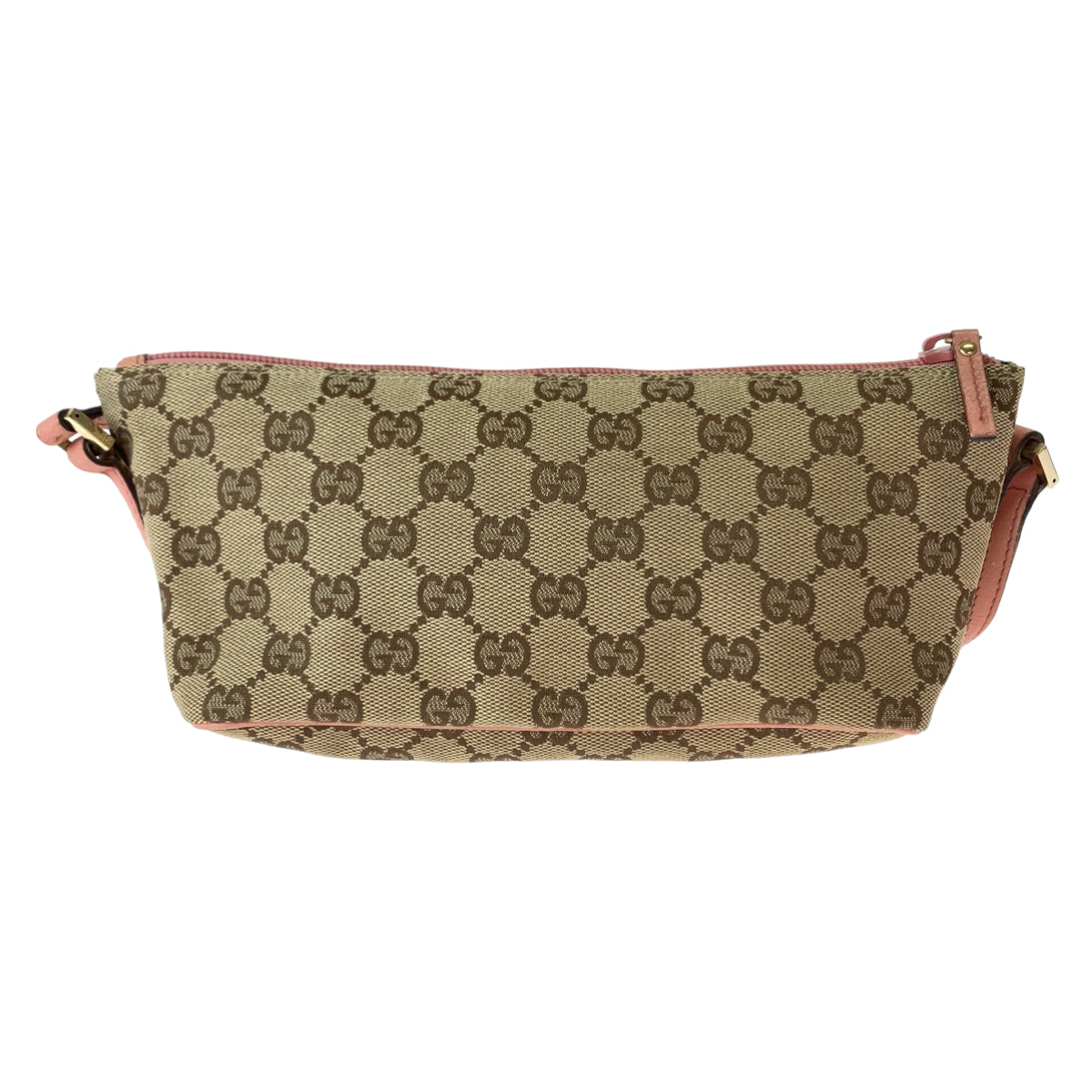 Gucci Beige Pink GG Canvas Leather Handbag Accessory Pouch in Very Good Condition