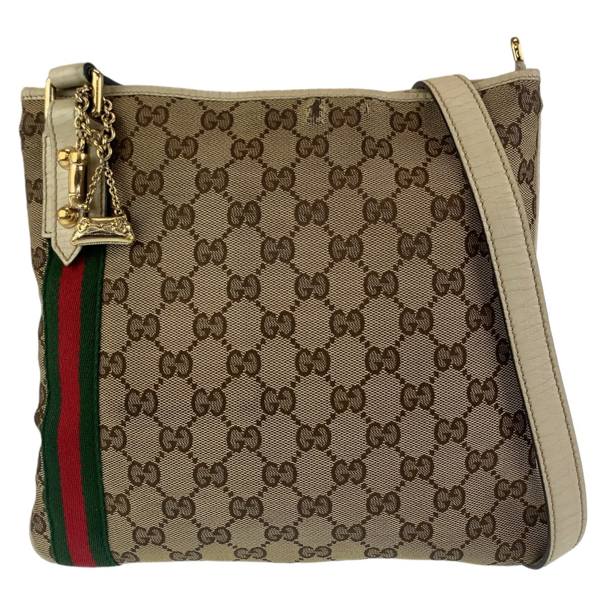 Gucci GG Canvas Shoulder Bag Beige White Gold Hardware in Good Condition