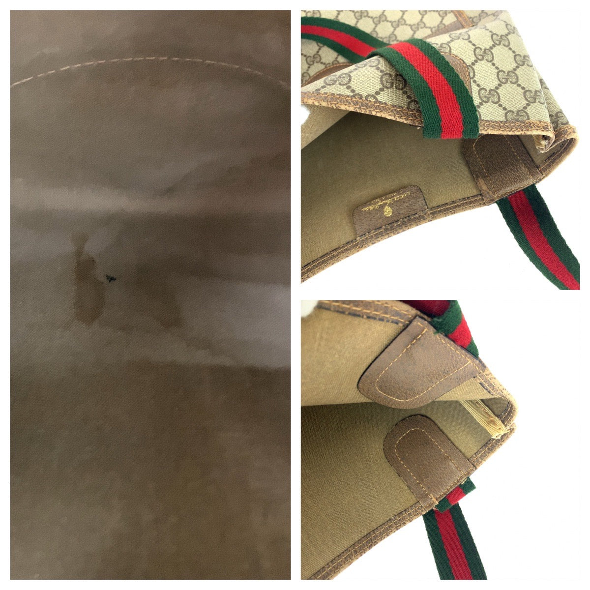 Gucci Vintage GG Supreme Canvas Leather Tote Bag