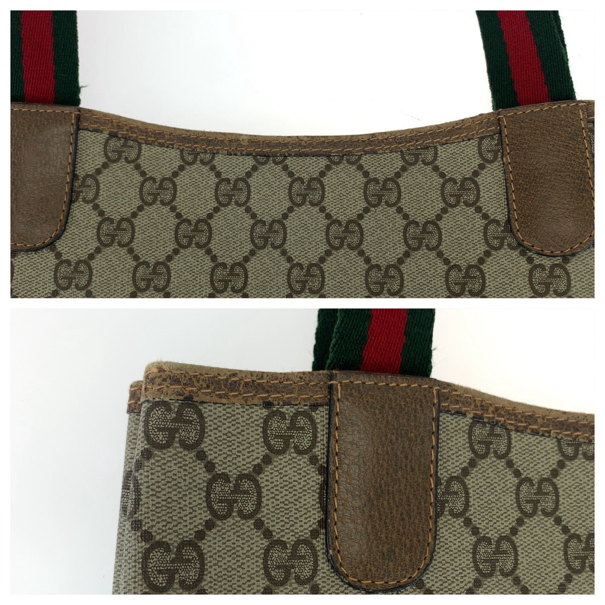 Gucci Vintage GG Supreme Canvas Leather Tote Bag