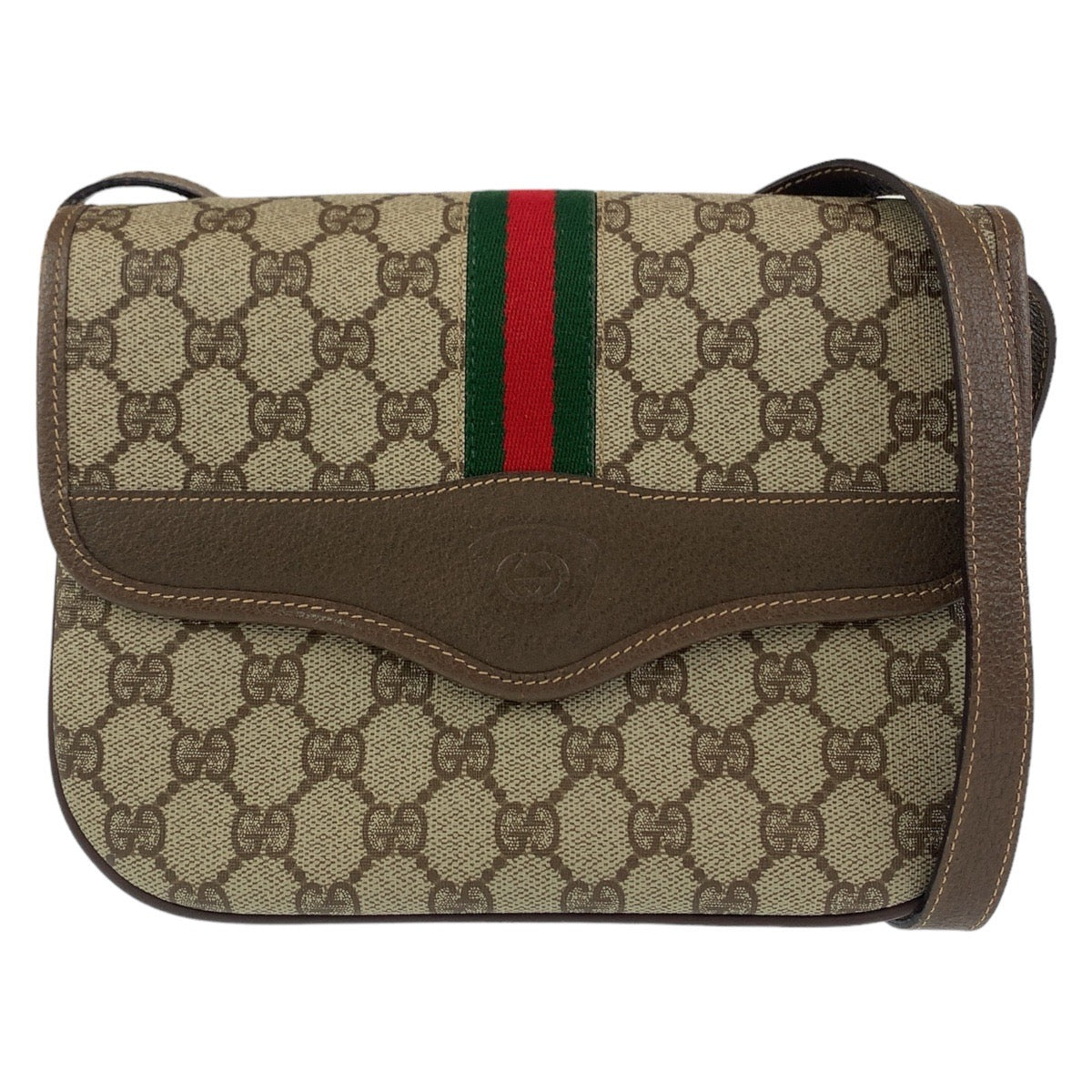 Gucci Vintage PVC Shoulder Bag Beige Brown