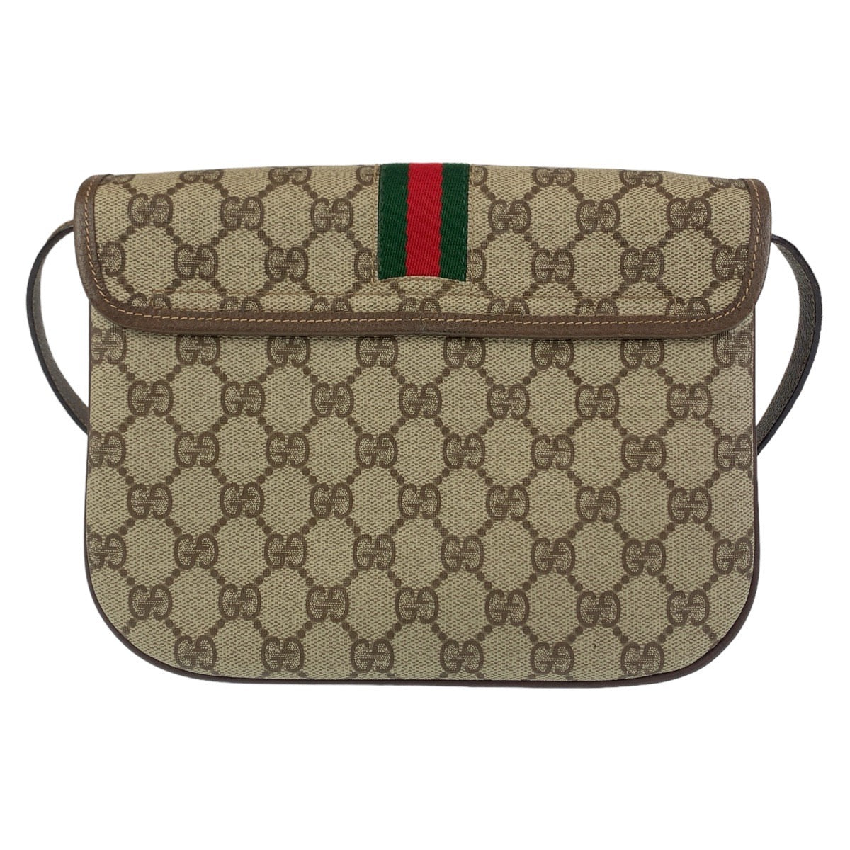 Gucci Vintage PVC Shoulder Bag Beige Brown