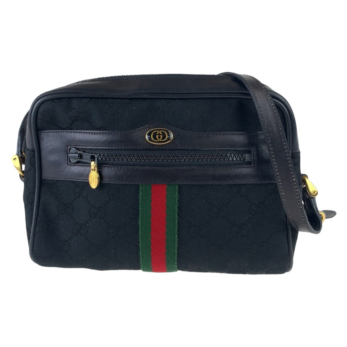 Gucci Vintage GG Canvas Leather Shoulder Bag