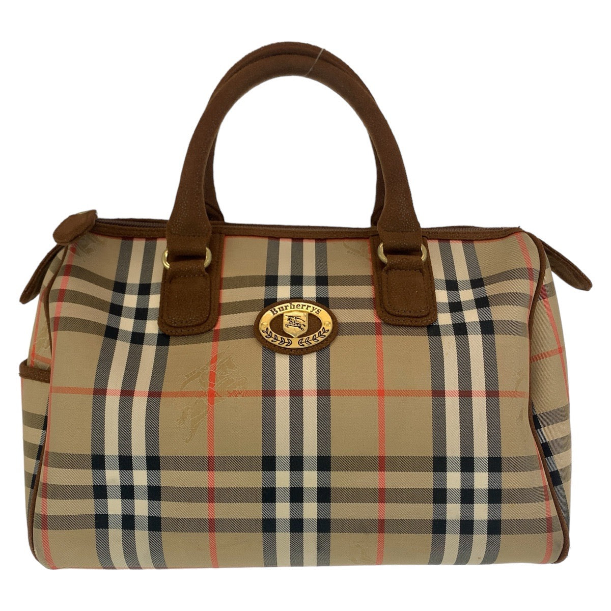 Burberry Nova Check Shadow Horse Canvas Handbag in Very Good Condition