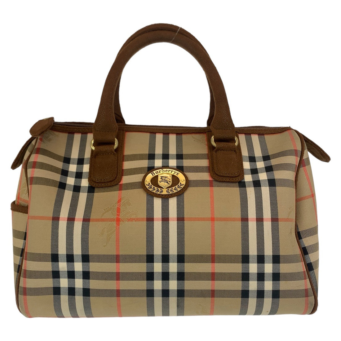 Burberry Nova Check Shadow Horse Canvas Handbag in Very Good Condition