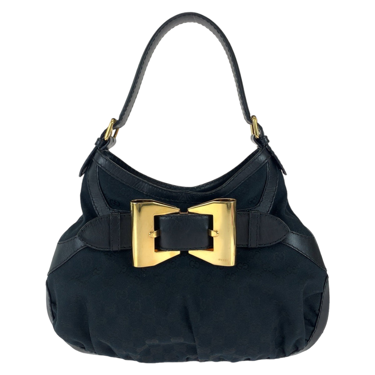 Gucci Queen Hobo Black GG Canvas Leather Bag