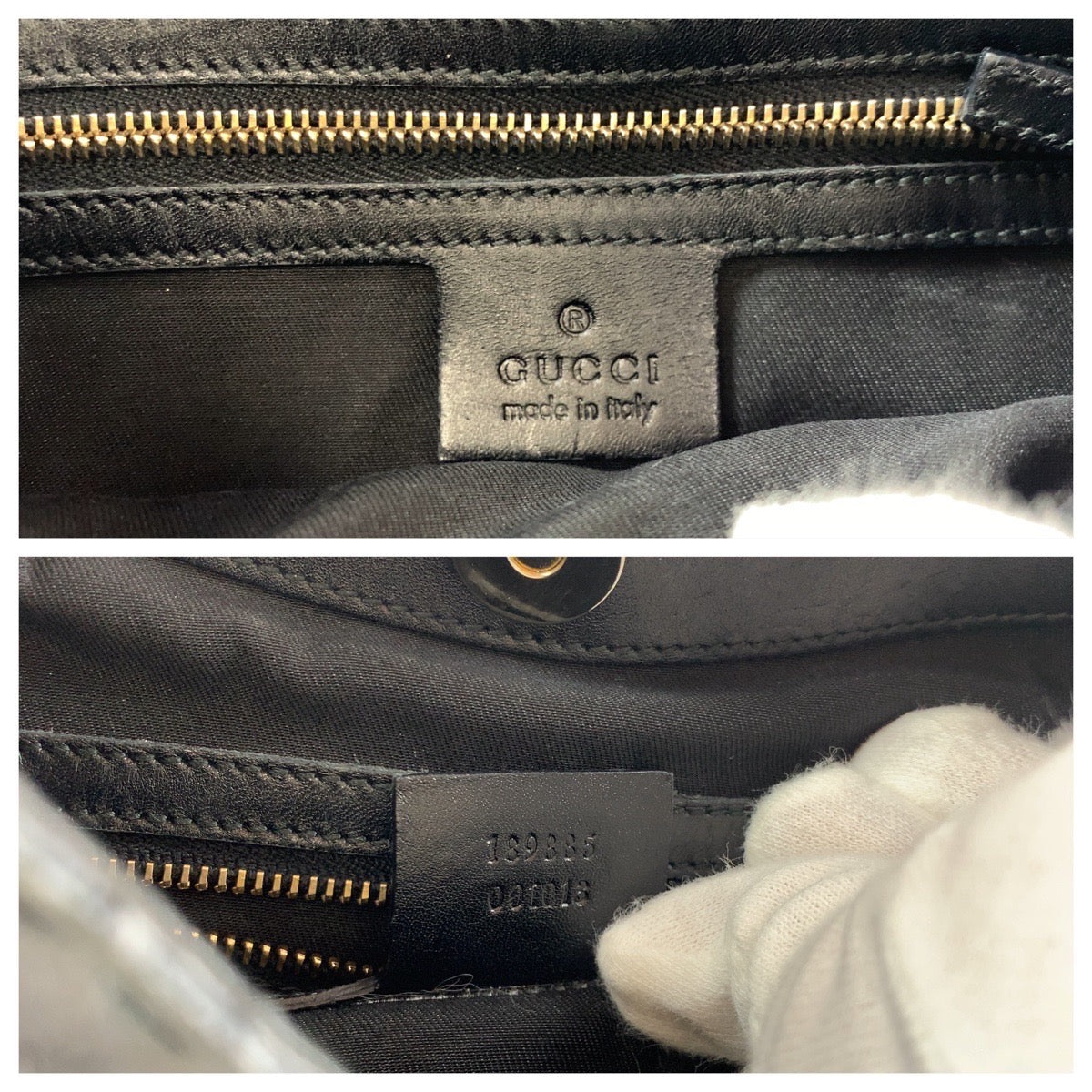 Gucci Queen Hobo Black GG Canvas Leather Bag