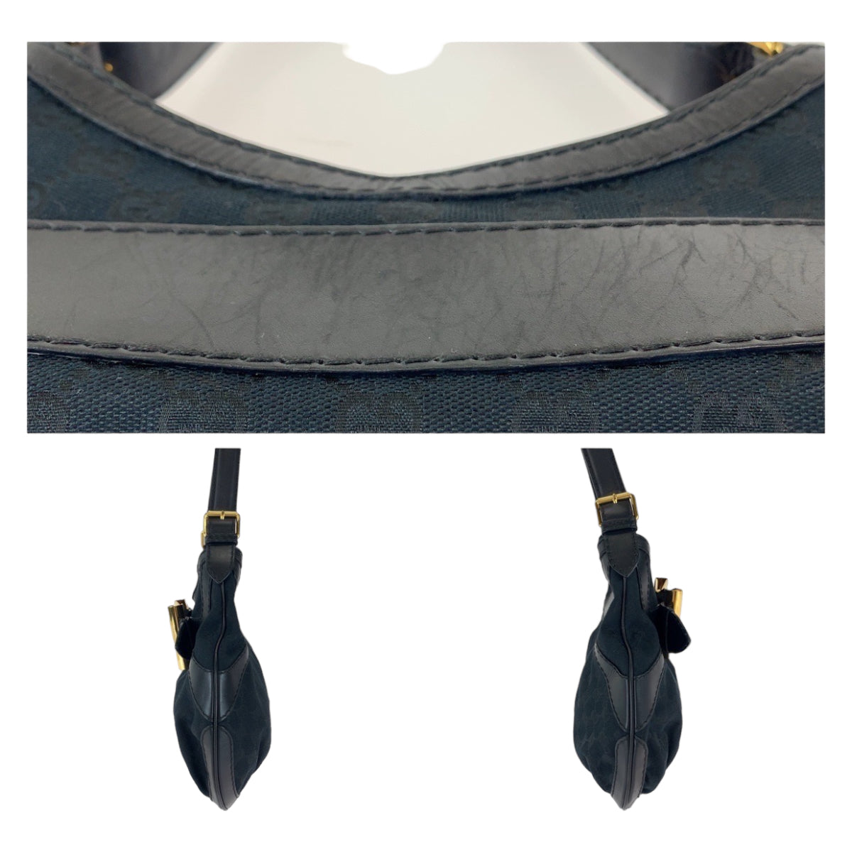 Gucci Queen Hobo Black GG Canvas Leather Bag