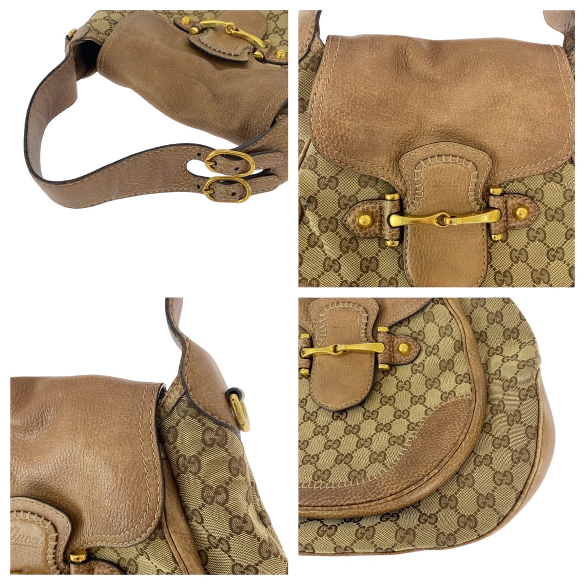 Gucci GG Canvas Horsebit 2-Way Shoulder Handbag in Very Good Condition