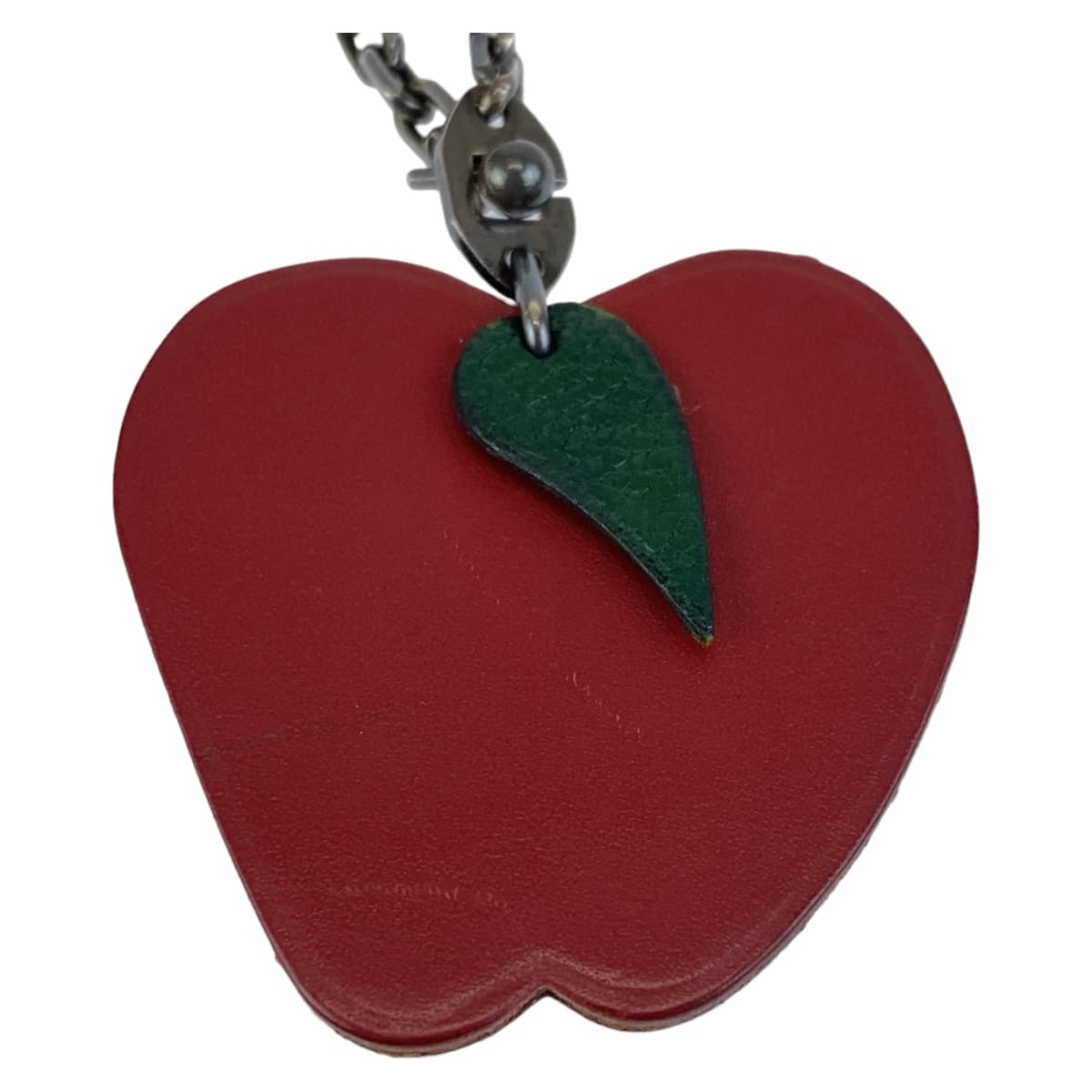 Hermes Leather Metal Apple Bag Charm Keychain