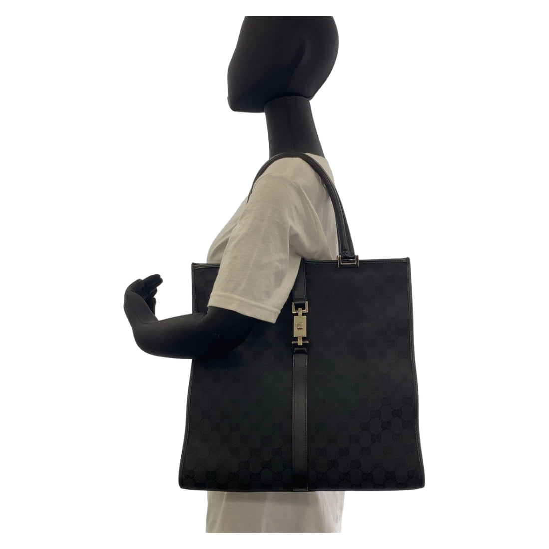 Gucci Jackie Black GG Canvas Leather Tote