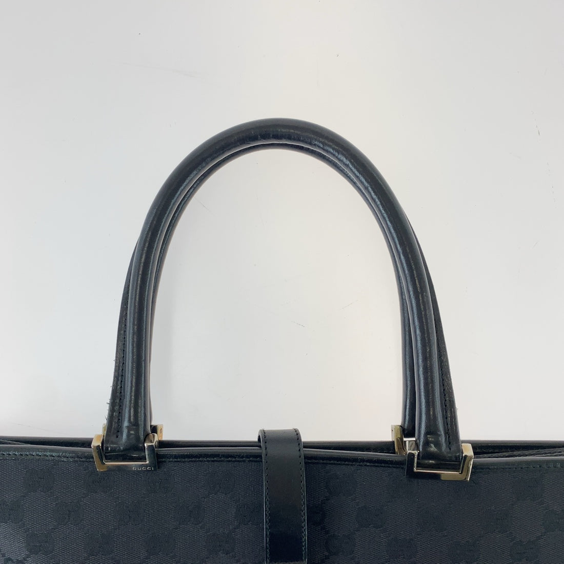 Gucci Jackie Black GG Canvas Leather Tote