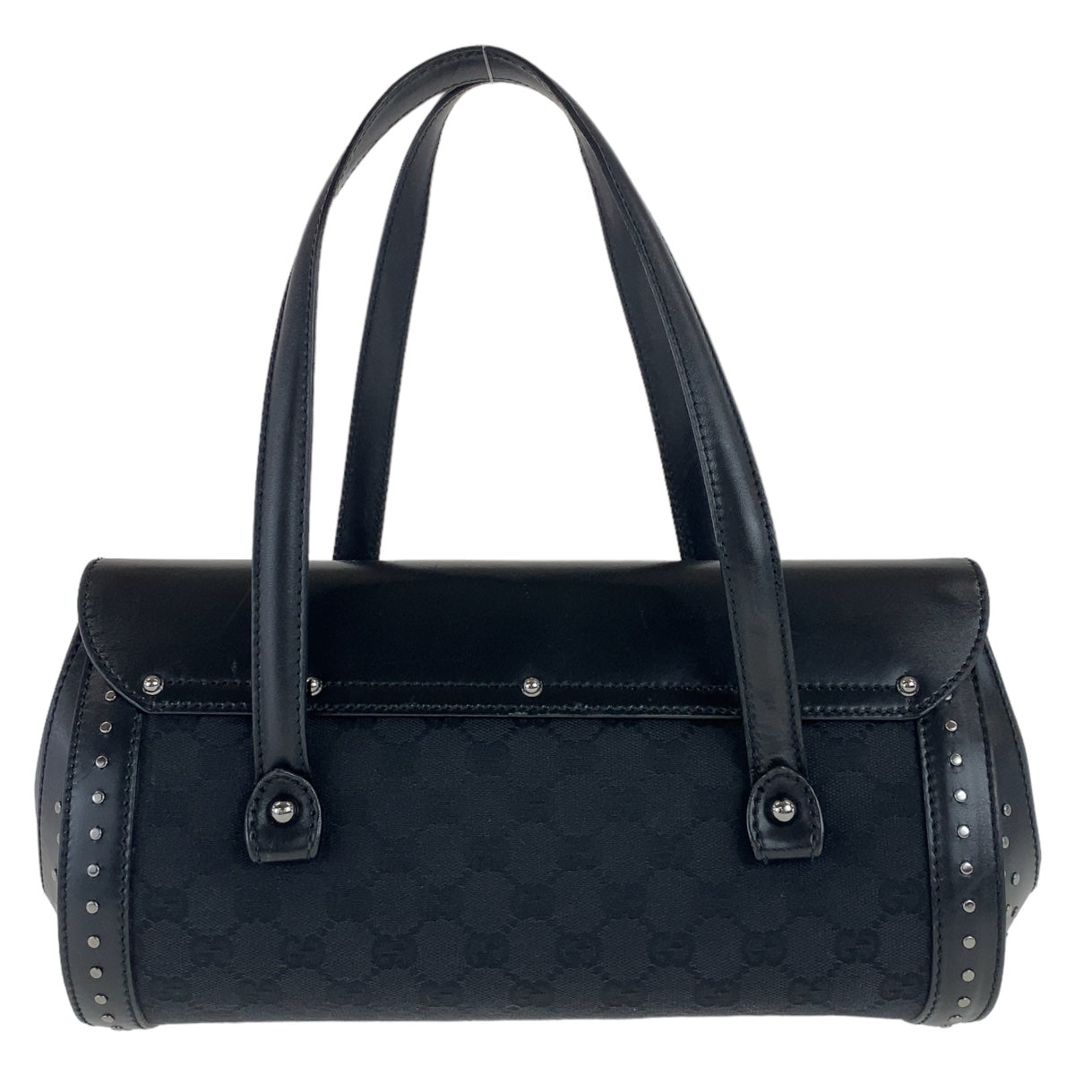 Gucci Bamboo Studs Shoulder Bag Black Leather