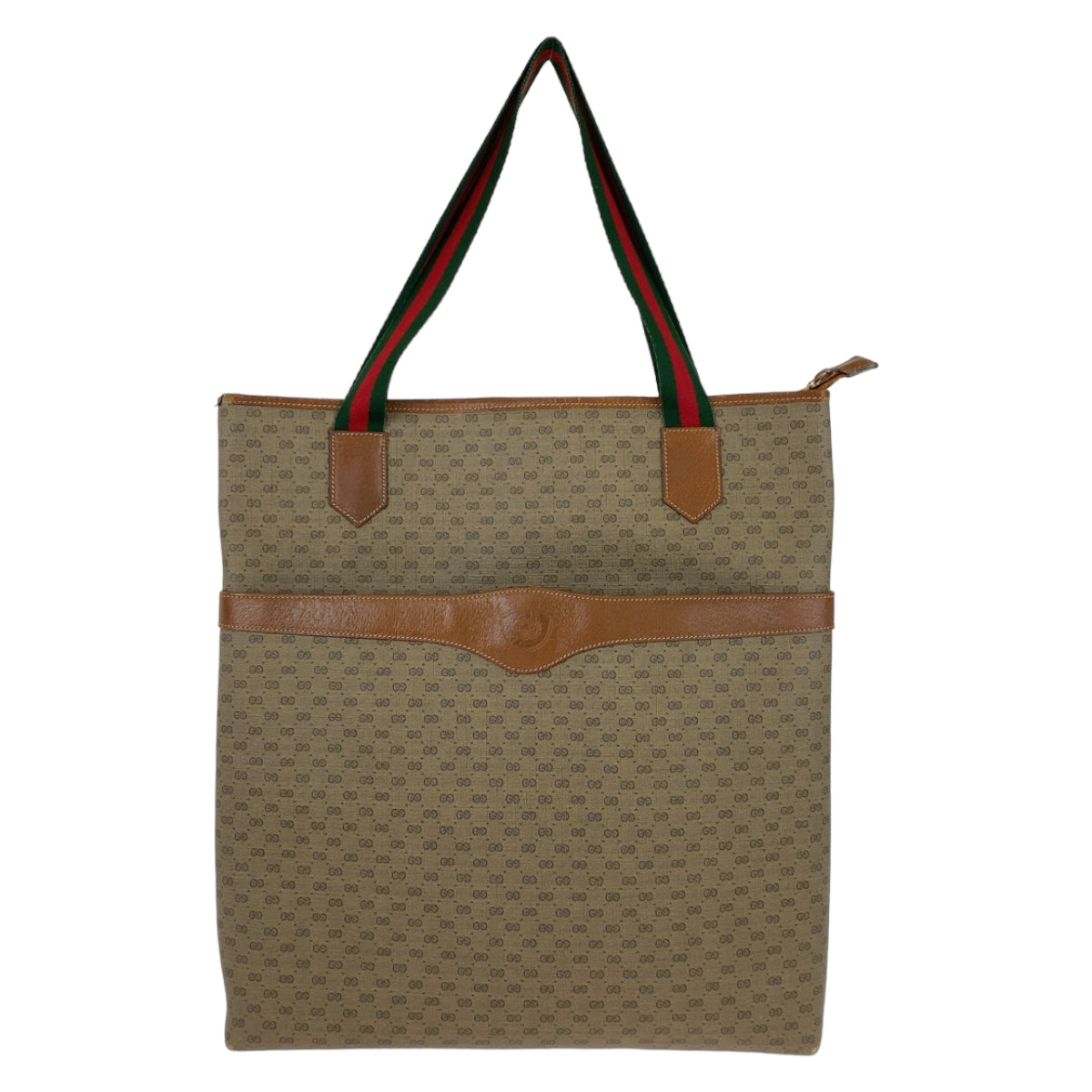 Gucci Vintage GG Supreme Canvas Leather Tote Bag